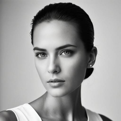 Black and White Portrait of Woman with Slicked-Back Hair