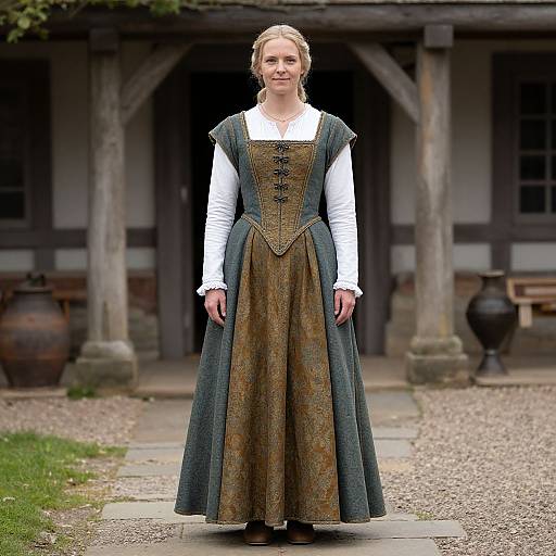 Medieval English Woman in Traditional Dress