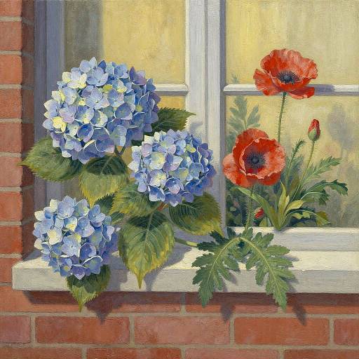 Botanical Tempera Painting with Hydrangeas