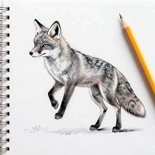 Dynamic Illustration of a Gray Fox