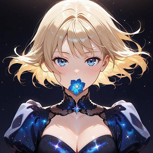 Galactic Elegance: A Blonde in Sparkle