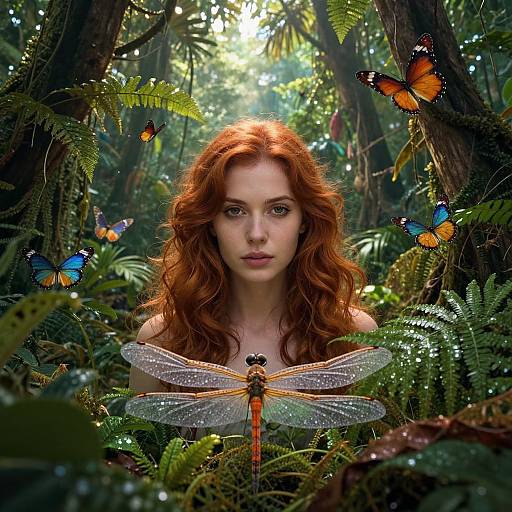 Magical Realism Woman in Kaleidoscopic Jungle