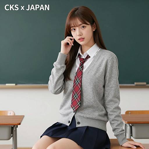 Classroom Scene with Asian Woman