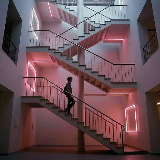 Neon Escher Infinite Staircase