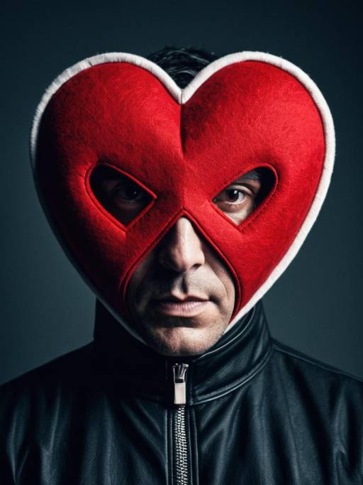 Man Wearing Red Heart Shaped Mask