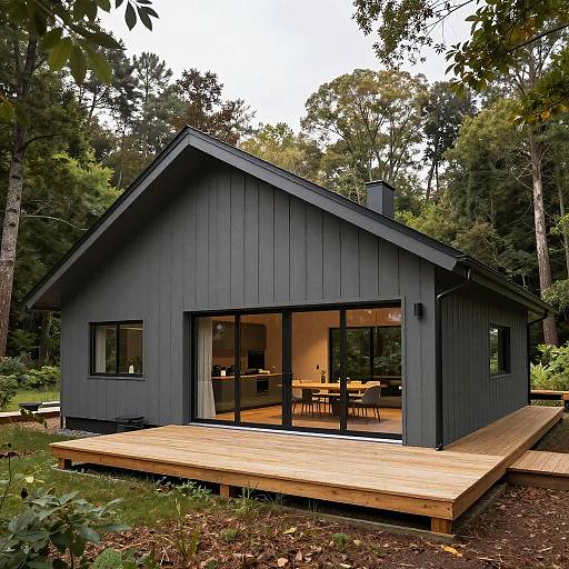 Modern Grey Ranch House in Forest