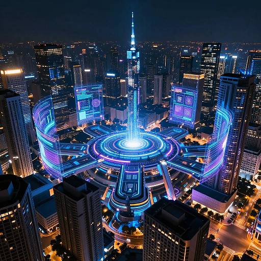 Futuristic Cyberplan Cityscape Night