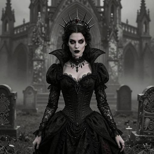 Gothic Vampire Queen in Graveyard