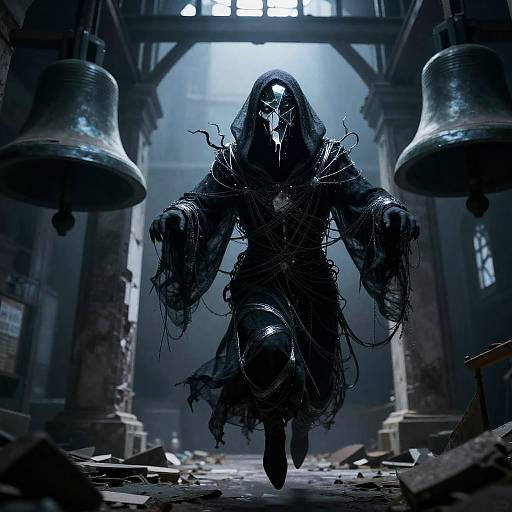 Obsidian Wraith Dripping Starlight in Bell Chamber