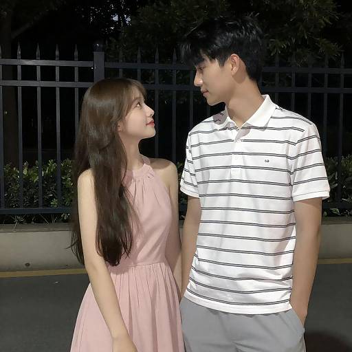 Nighttime Portrait of Young Outdoor Couple