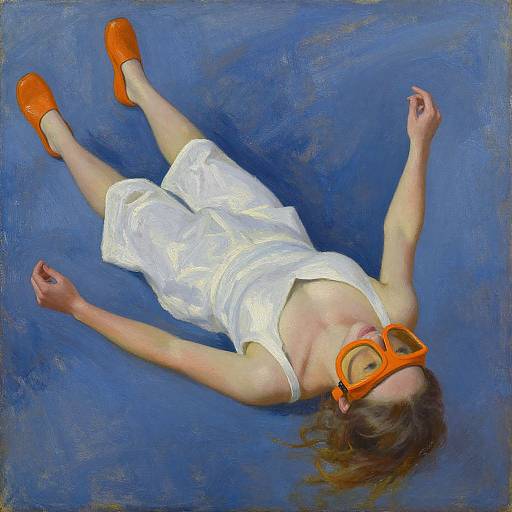 Woman Wearing Orange Aviator Goggles and Slippers