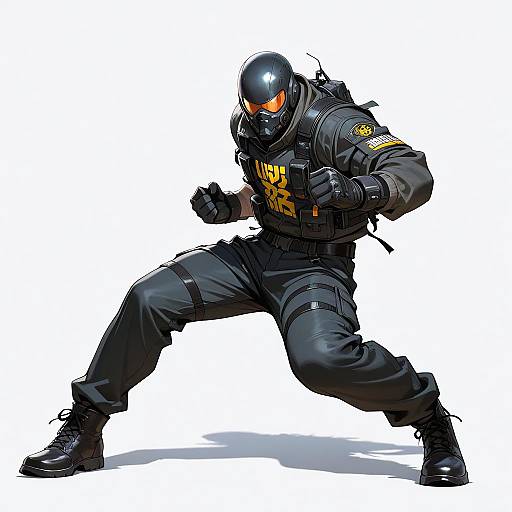 Anime Tactical Soldier in Combat Pose