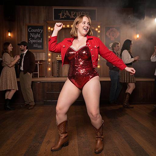 Plus Size Woman Dancing Country Night