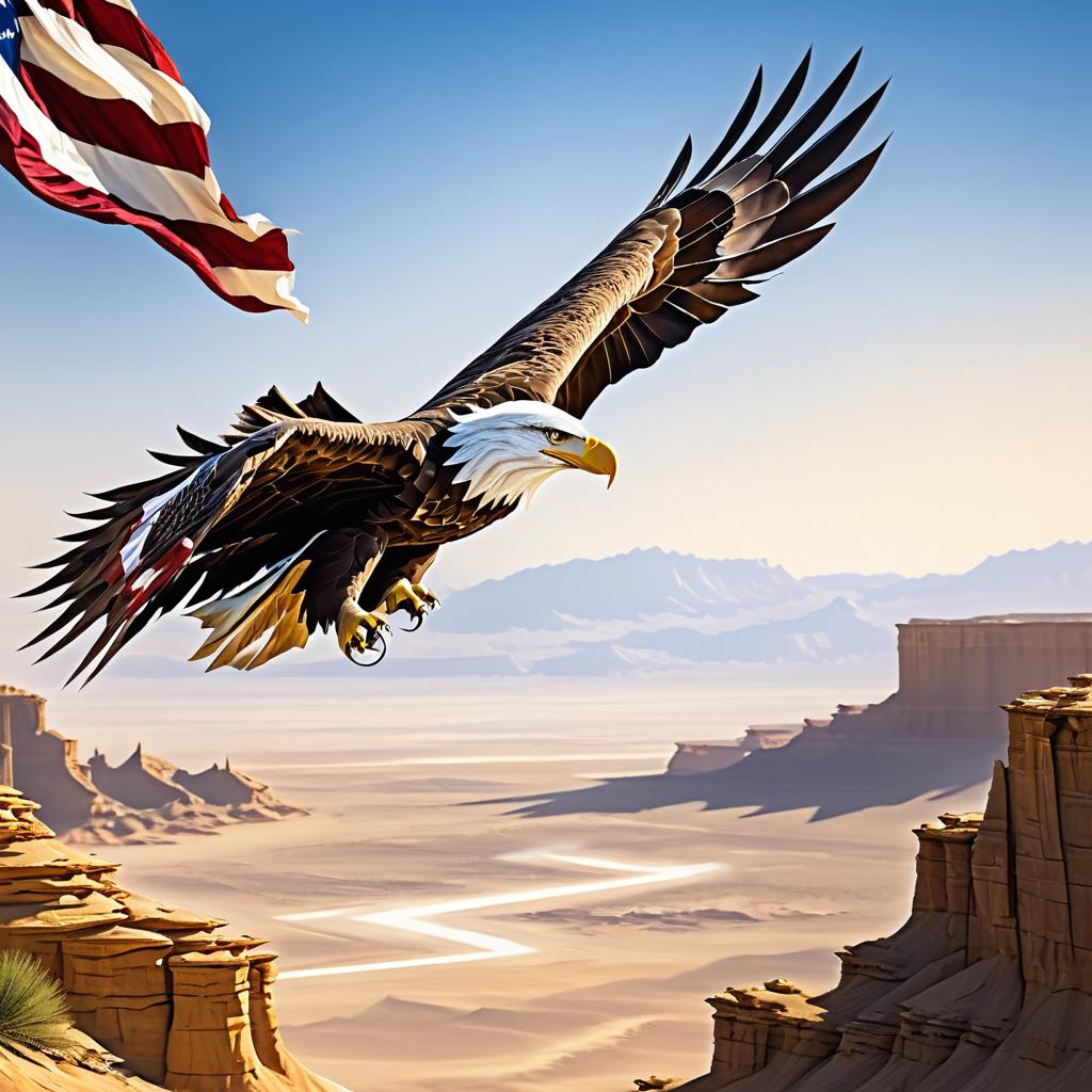 Bald Eagle Symbolizing Freedom in Desert