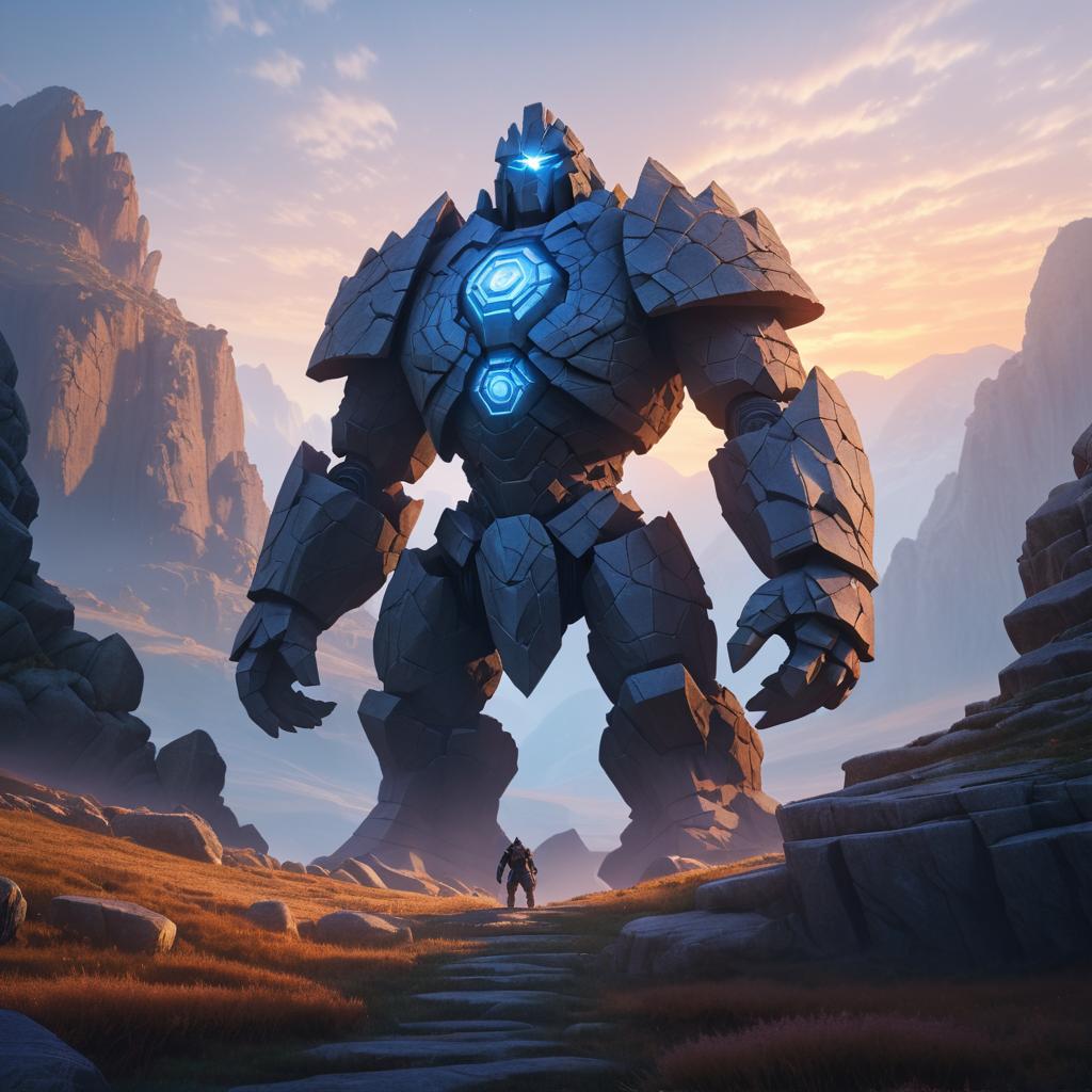 Awakening Golem at Sunset in Detail