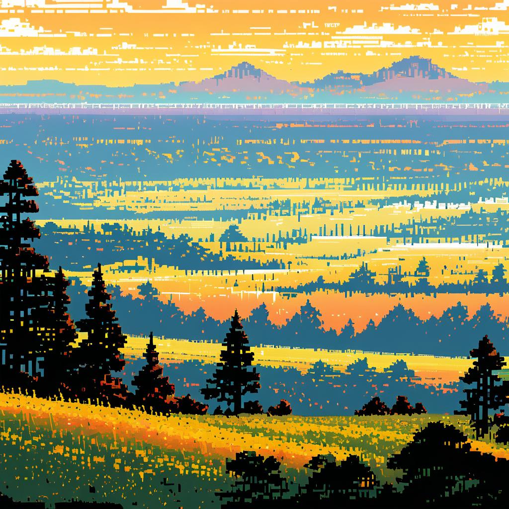 Retro ASCII Art of a Towering Plateau