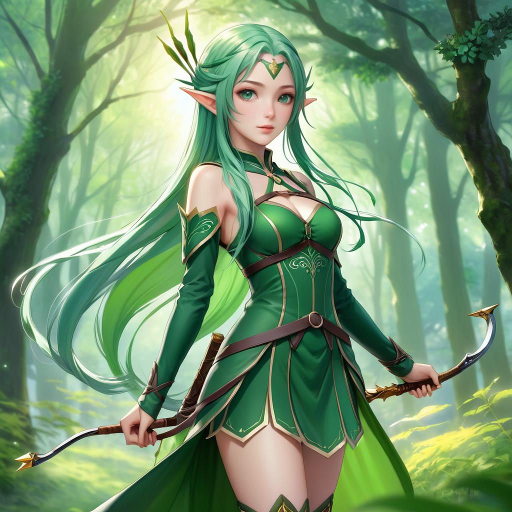 Confident Elf Archer in Mystical Glade