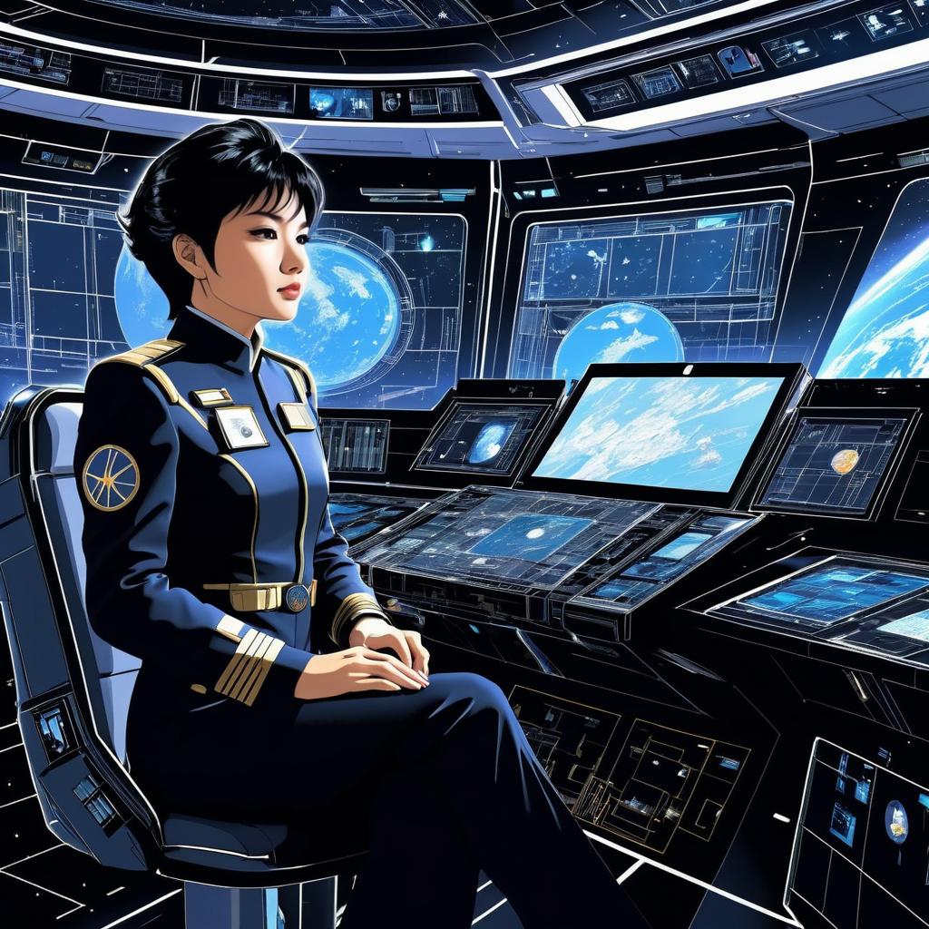 Fearless Space Captain in Command Center