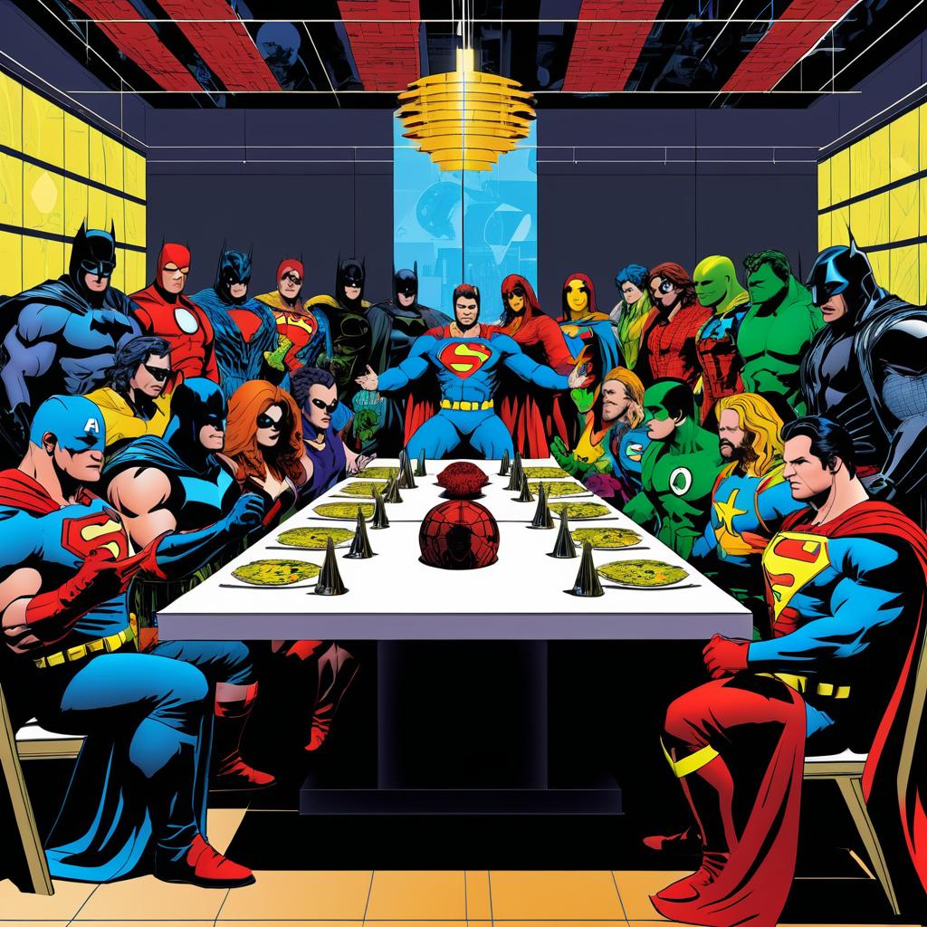 Superheroes Meet Da Vinci's Last Supper