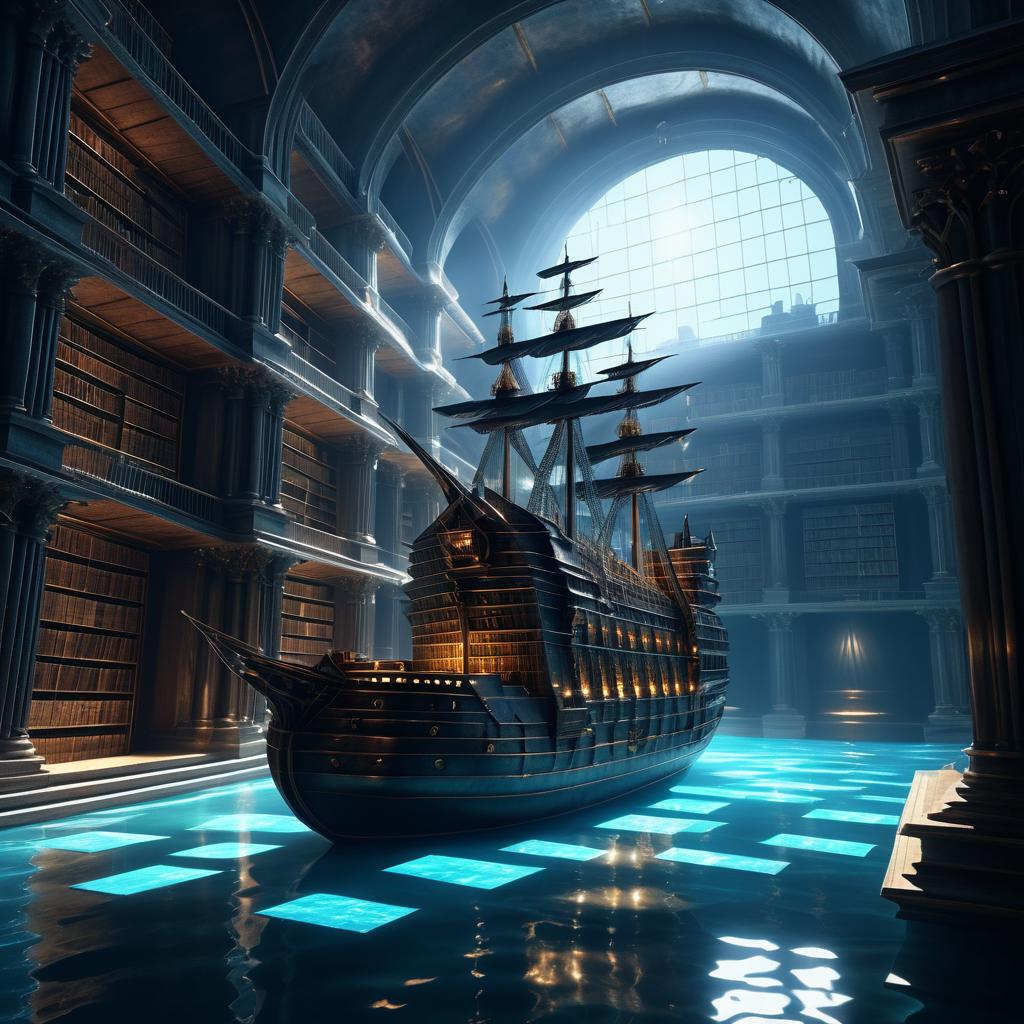 Ancient Library Ship in Harsh Light