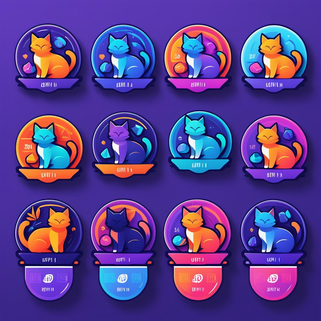 Vibrant Cat-Themed Twitch Subscription Badges