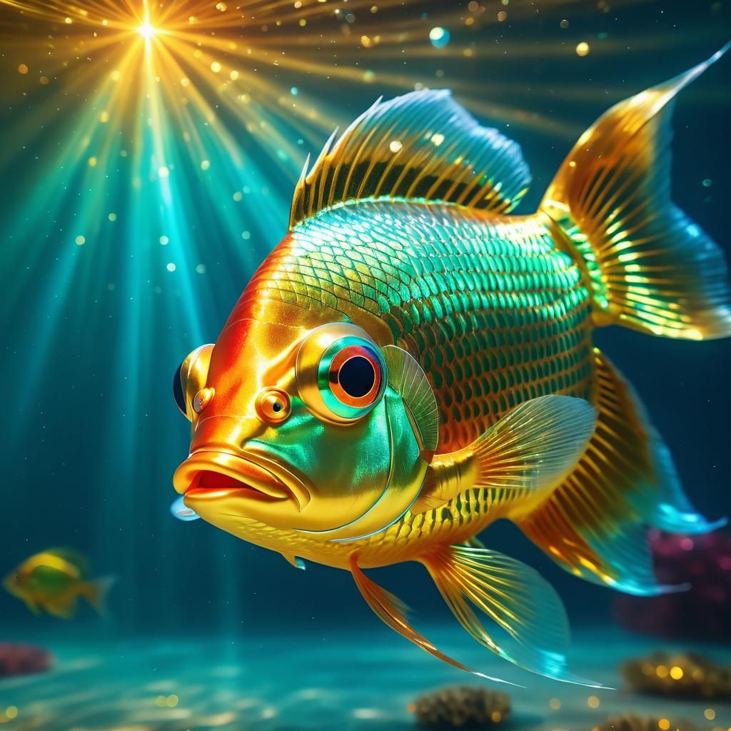 Ethereal Golden Fish in Cosmic Space