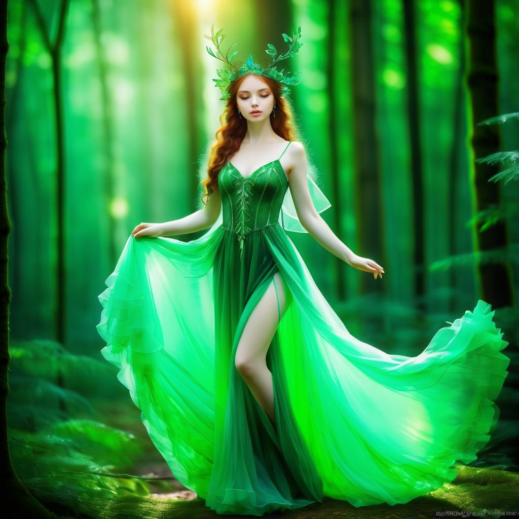 Ethereal Forest Nymph in Graceful Motion