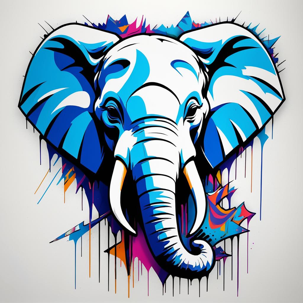 Cartoon Elephant with Graffiti Flair