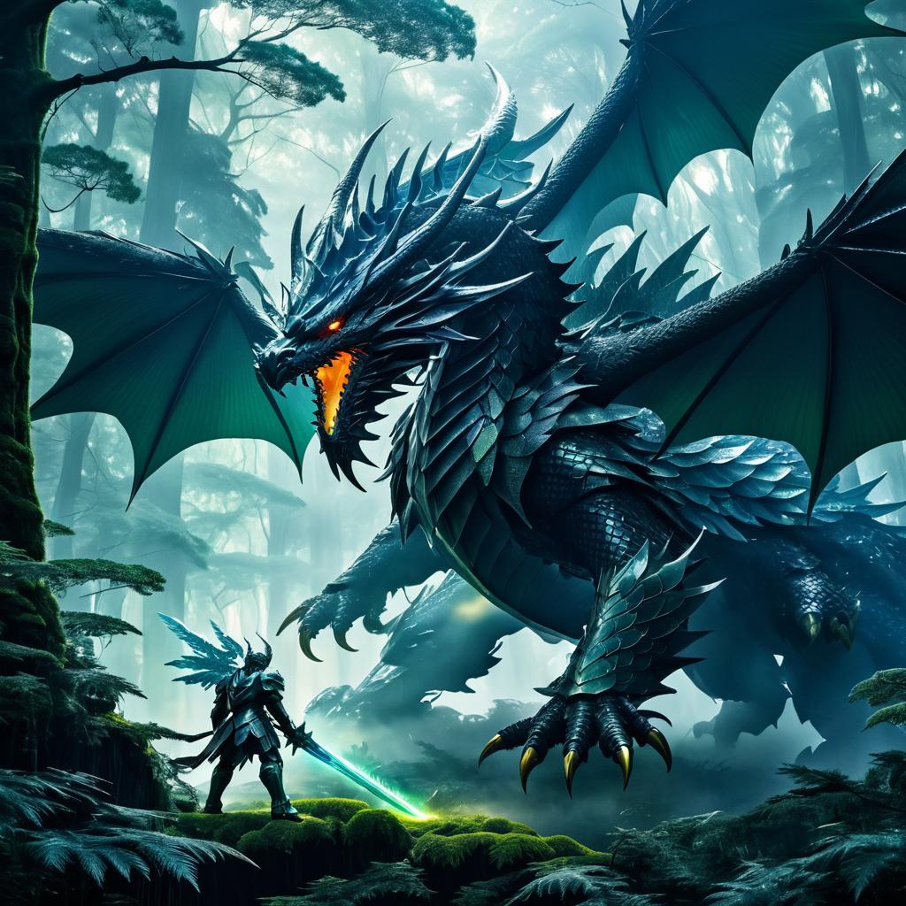 Epic Battle: Dragon vs. Robotic Knight