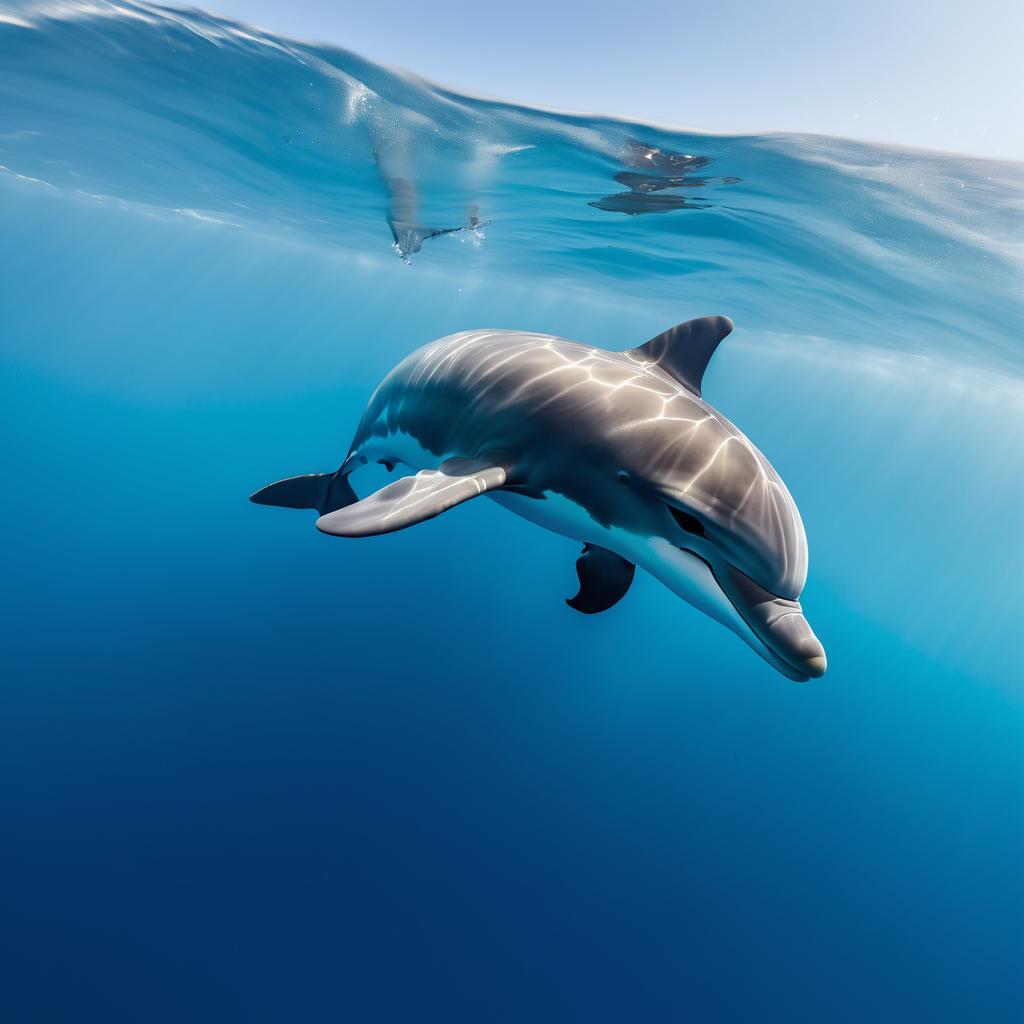 Playful Baby Dolphin in Ocean Depths