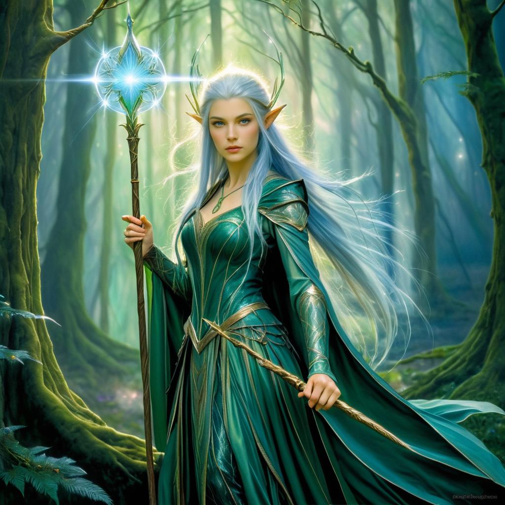 Enchanting Elven Mage in Mystical Forest