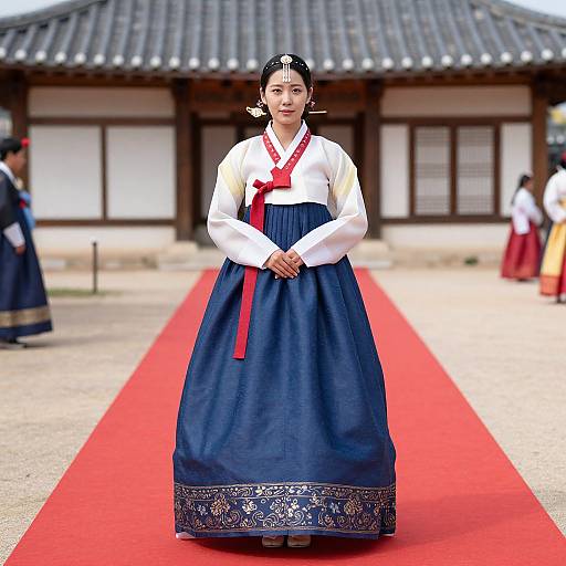 Woman in Traditional Hanbok Costume