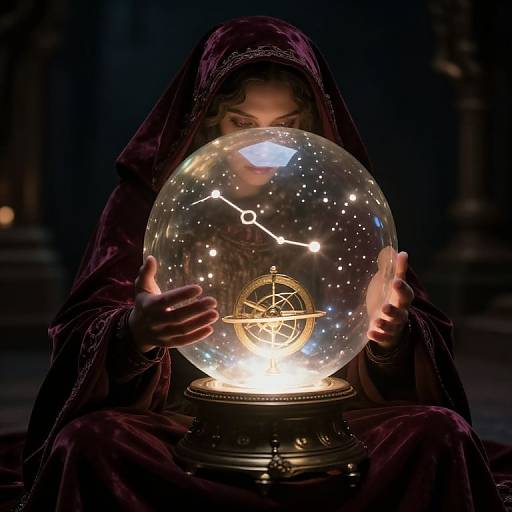 Mystical Fortune Teller with Crystal Sphere