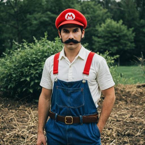 Man in Mario Costume Outdoors