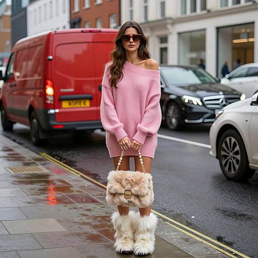 Chic Urban Fashion in a Rainy City