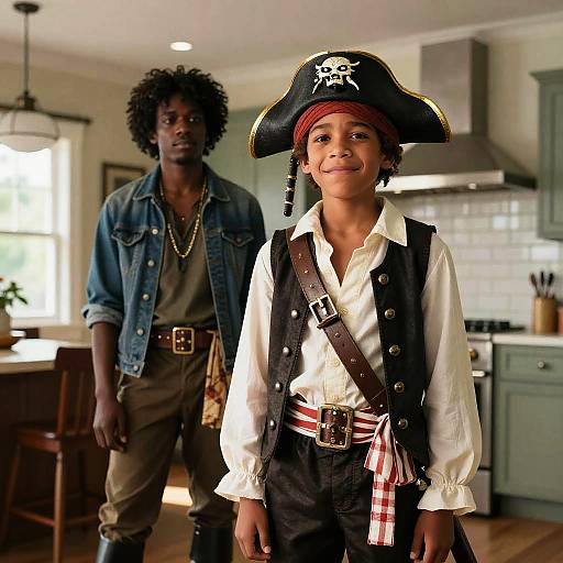 Realistic Pirate Kids in Modern Kitchen