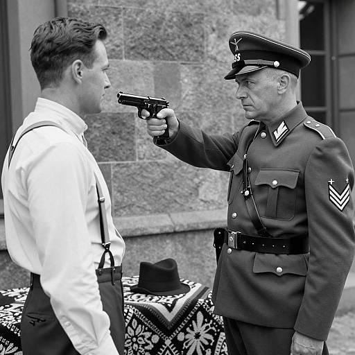 Historic Black and White Confrontation Scene