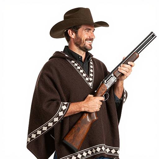 Cowboy Portrait with Double-Barrel Shotgun