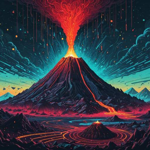 Erupting Volcanic Digital Art with Hieroglyphs Erupting Volcanic Digital Art with Hieroglyphs