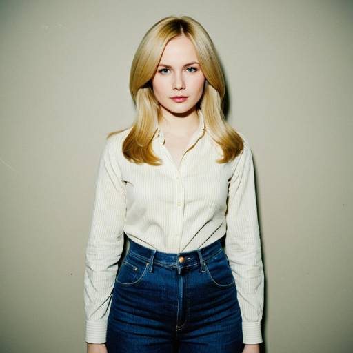 Blonde Woman in 1970s Style Outfit