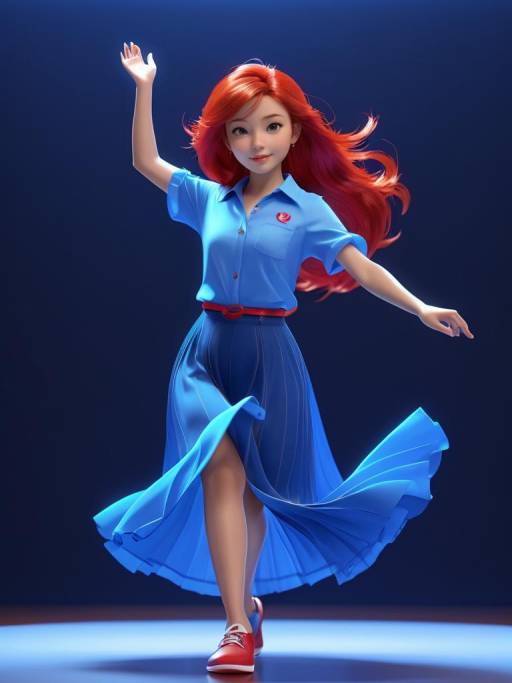 Pixar-Style Dancing Asian Girl Illustration