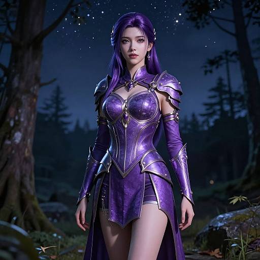 Ultra-Realistic Girl in Night Forest