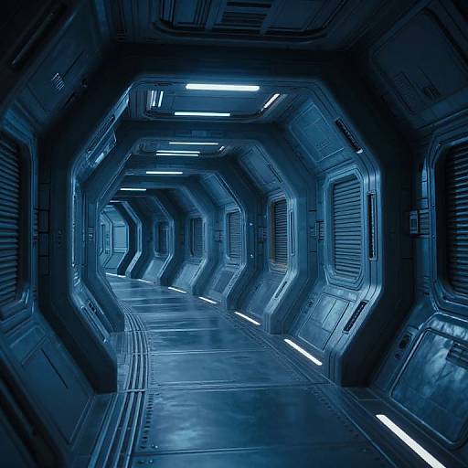 Futuristic Spaceship Corridor Perspective