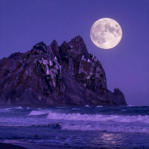 Luminous Crystal Mountains and Moon