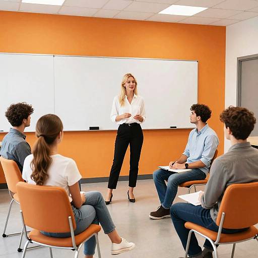 Modern Orange and White Classroom Photo