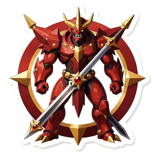Crimson Gold Mechashot Sticker Art