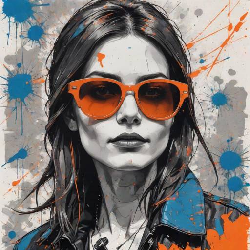 Edgy Woman Portrait with Orange Sunglasses Edgy Woman Portrait with Orange Sunglasses