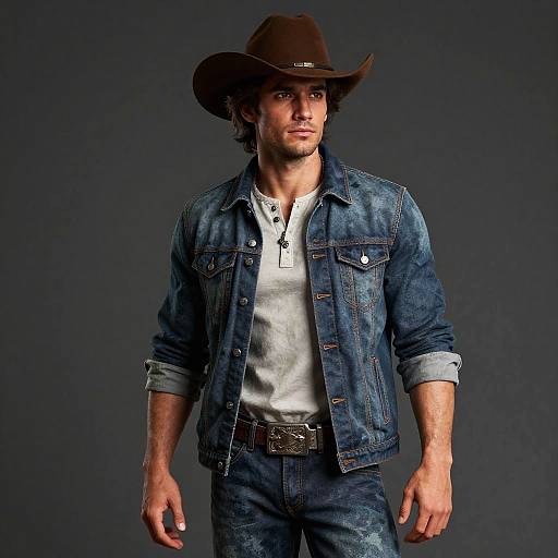 Realistic Studio Cowboy Fashion Portrait