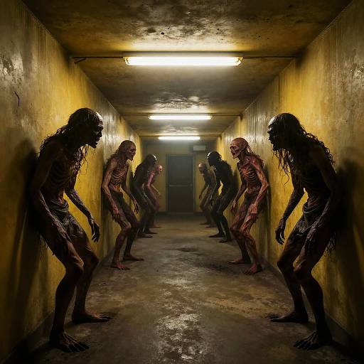 Backrooms Creatures in Dim Maze