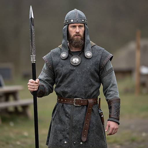 Bearded Man in Viking Costume